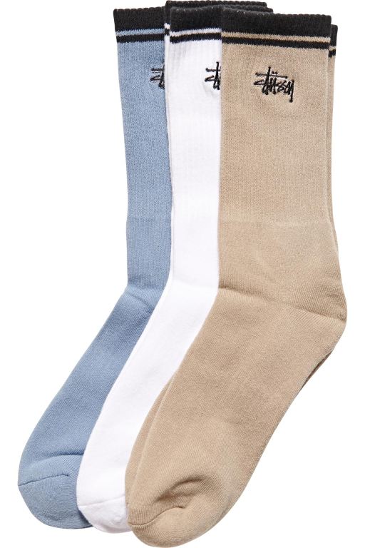 Stussy Mens Top Stripe Graffiti (3 Pack) Socks Orange - OXGUF7053